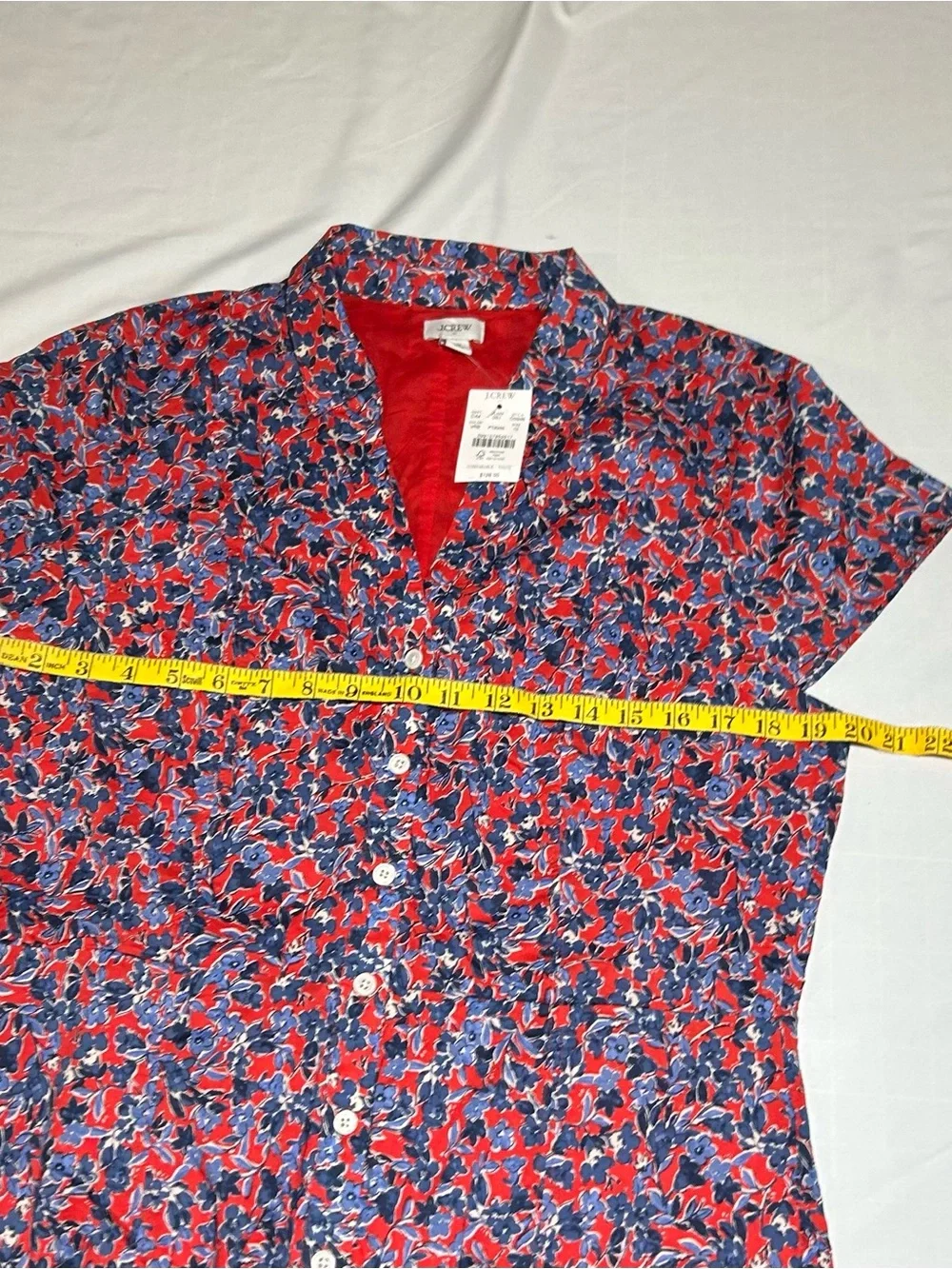 J. Crew Womens 12 Red Blue Floral Short Sleeve Button Maxi Dress NWT Classic